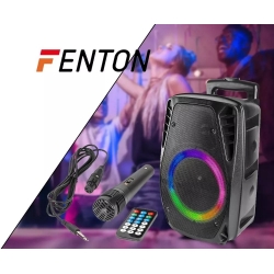 Głośnik mobilny Fenton, 300W, FT8LED-MK2, Bluetooth, mikrofon, akumulator